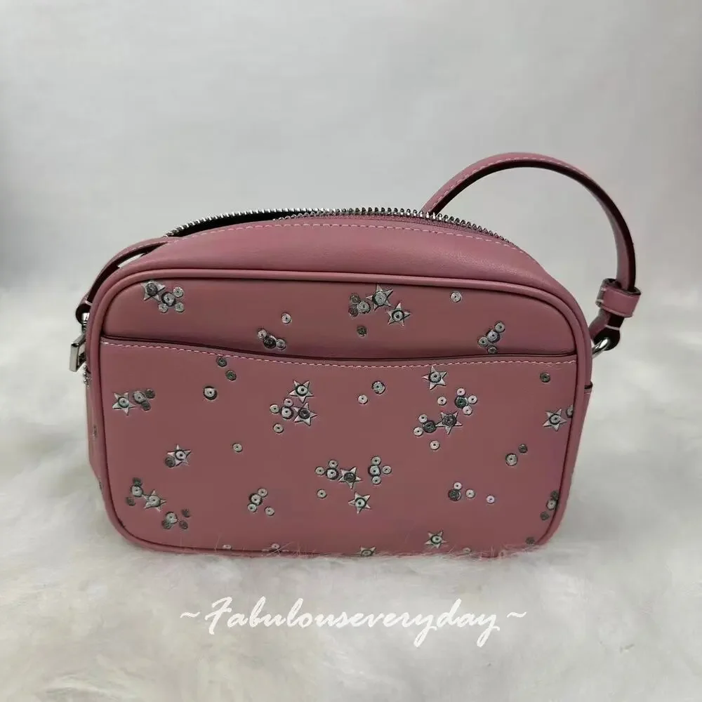Coach Mini Jamie Camera Bag Crossbody With Star Print/Sv/Dusty Pink CCI73 NWT
